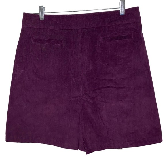 Down East Basics Corduroy Purple Pleated A-line Stretch Skirt Size M - Picture 2 of 9